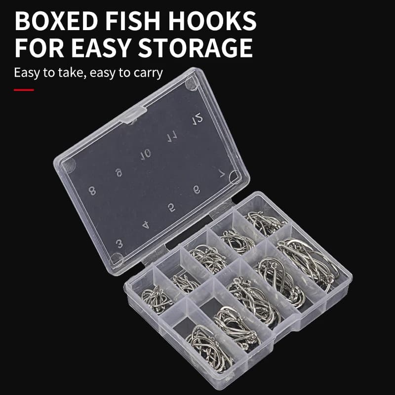 Set of hooks 100 pieces box 10 series love fishing single circle steel high carbon fishing fly hooks for spindle carp Jip