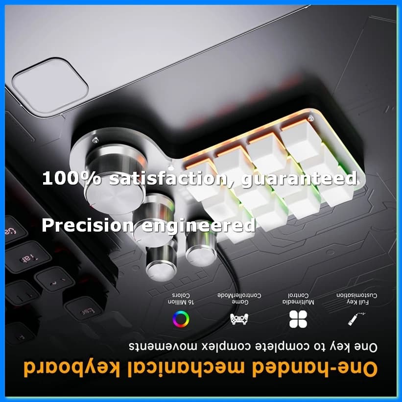 Tastiera Macro Personalizzabile 12 Tasti 4 Manopole Mini USB Tastiera Meccanica Programmabile per Gaming Nera-A07G