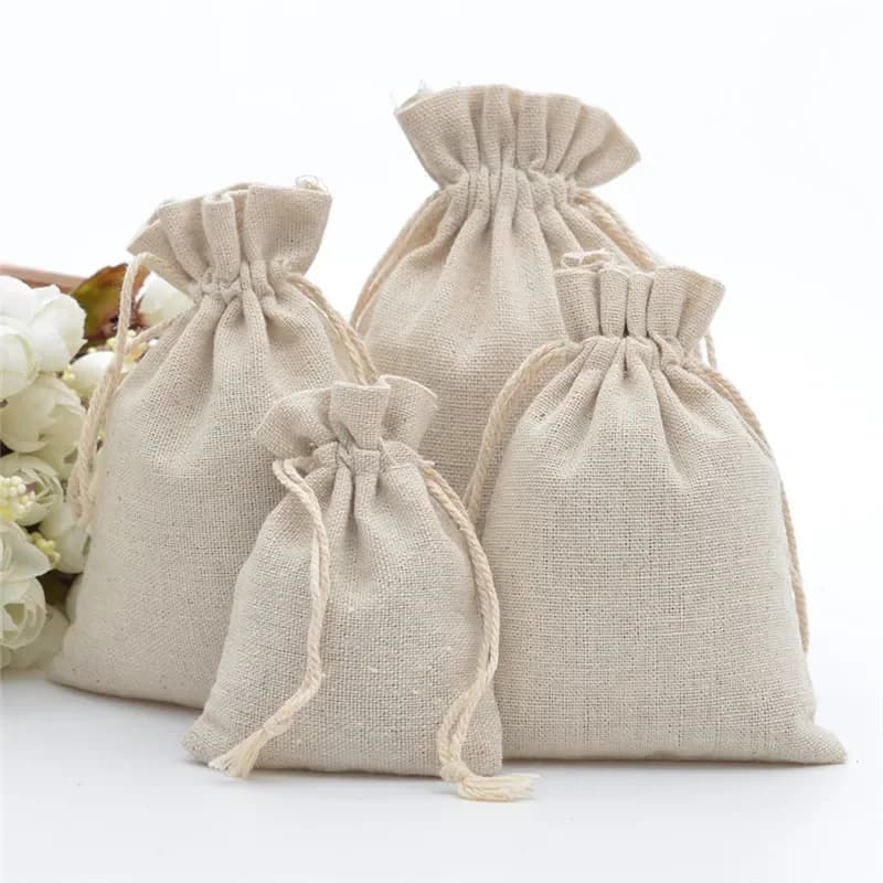 10 sacchetti regalo in cotone naturale con coulisse, sacchetti per imballaggio di gioielli, cosmetici, cereali misti, sacchetti riutilizzabili per caramelle e festival