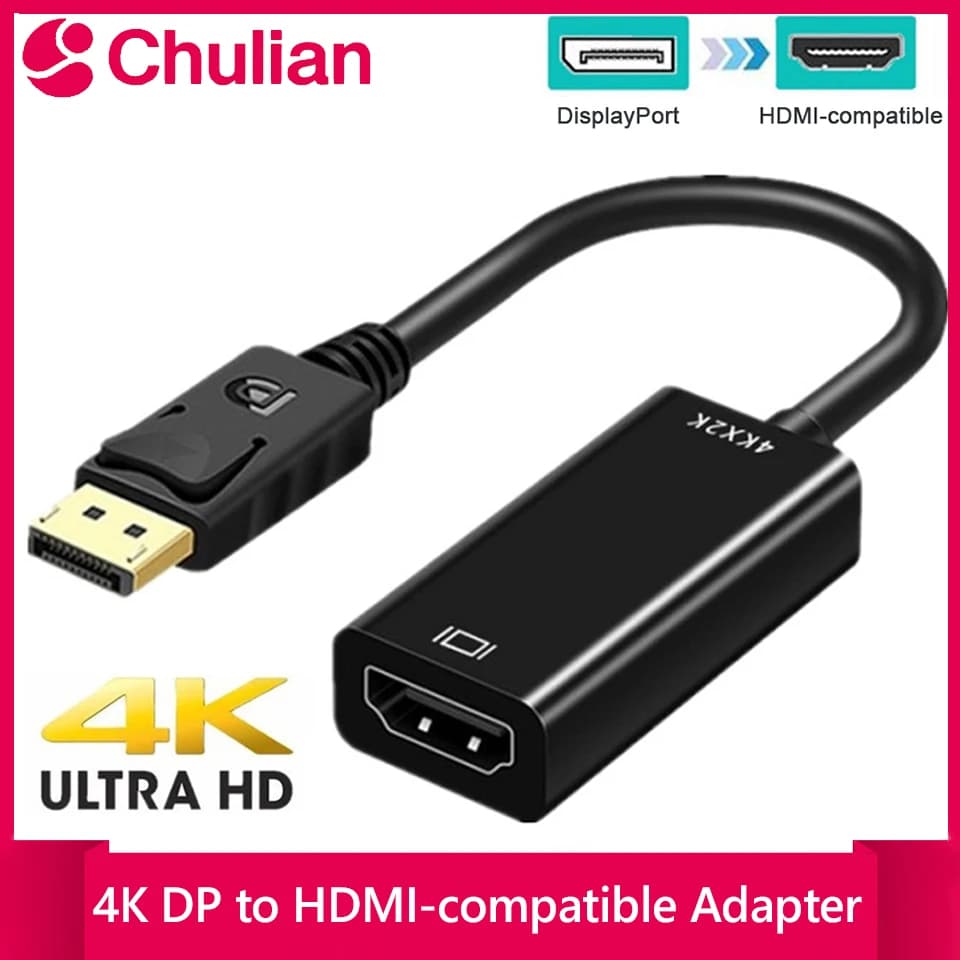 Adattatore Convertitore da DisplayPort a HDMI 4K 1080P, Cavo da Maschio a Femmina Compatibile con PC, TV, Laptop