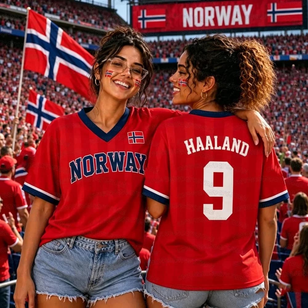 2026 New Style Men's and Women's Football Norwegian Flag Quick-Dry T-Shirt, No. 9 HALLAND 3D Print Short Sleeve Fanatic Top