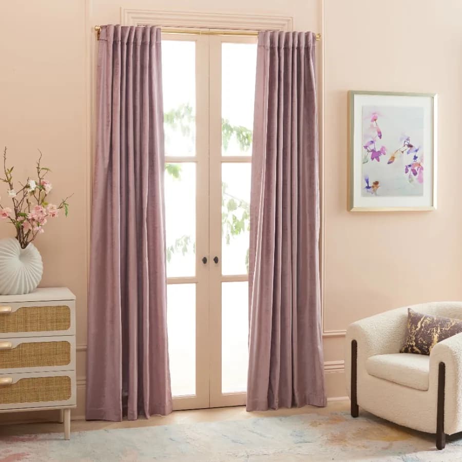 Rosedale Glam Light Pink Solid Tab Top Blackout Curtains 52" x 84"