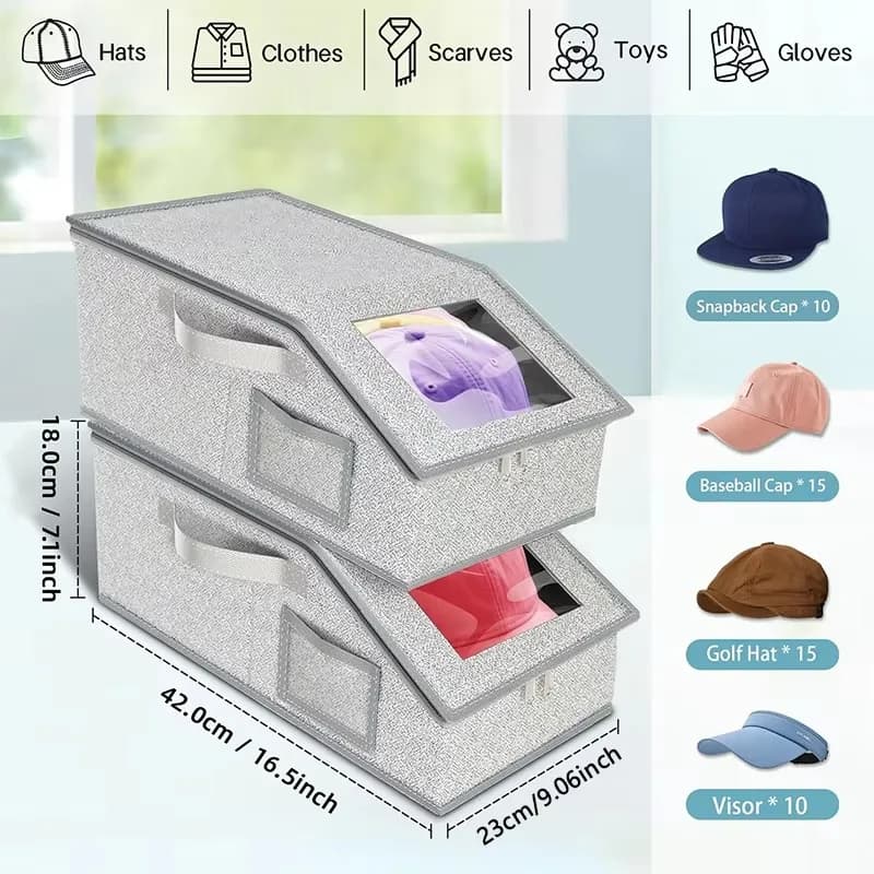Foldable Zipper Baseball Cap Storage Box Hat Storage Box Wardrobe Storage Boxes Storage Bra Socks Toy Storage Organizer