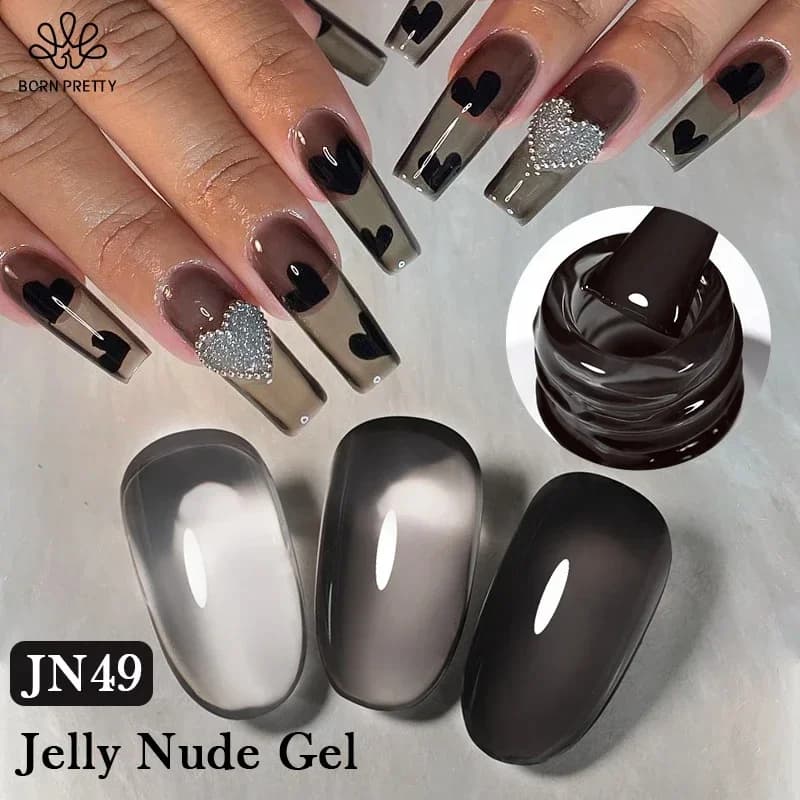 BORN PRETTY Smalto per unghie gel nudo gelatina nera 10ml 74 colori traslucido trasparente Vernis semipermanente per nail art fai da te a casa