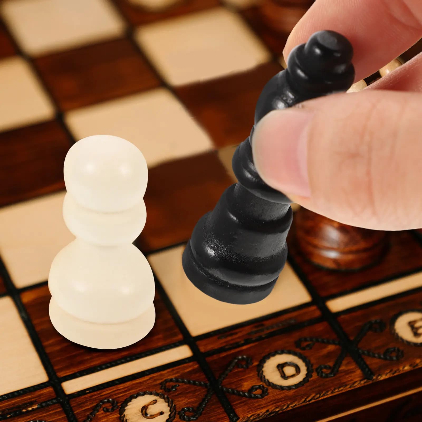 2 Set di Pezzi degli Scacchi in Legno, Set di Scacchi Internazionali, Pezzi di Ricambio Mini per Giochi da Tavolo, Accessori per Scacchiera