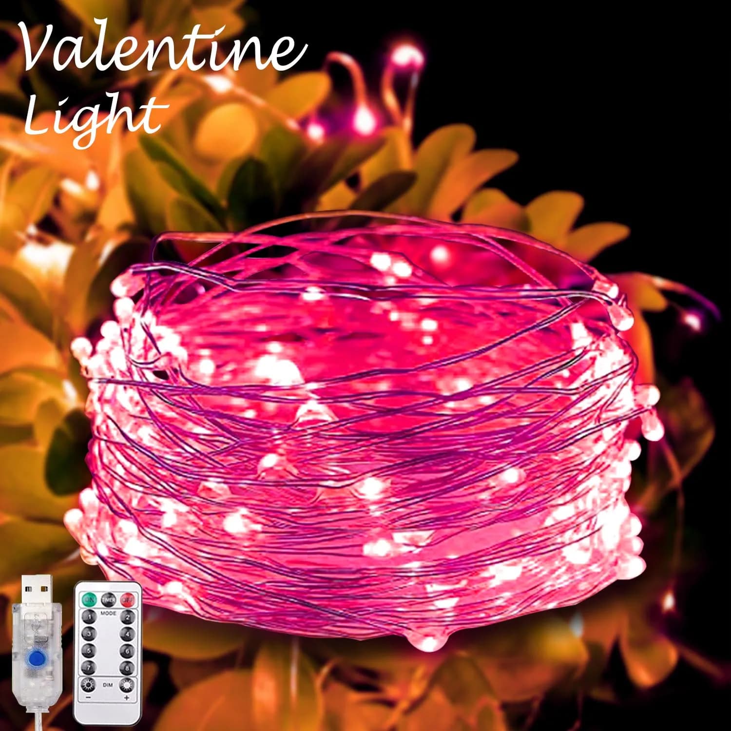 10/20M Rosa LED Fata Luci Della Stringa di San Valentino Decorazione Romantica 100/200LED USB Ghirlanda Remota Per La Decorazione Della Casa di Nozze