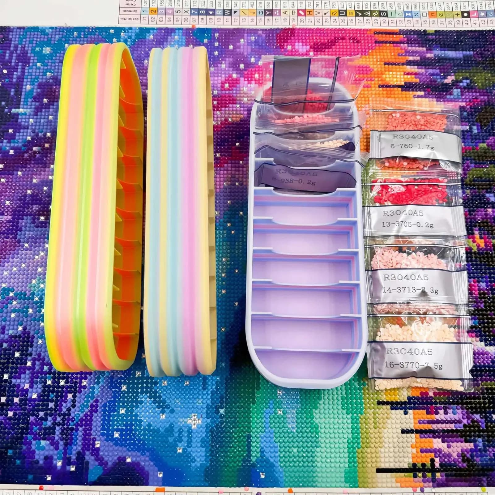 Jewelry and beads box with 10 compartments, 7 Colors Codified, Ziplock Bags for Diamonds and Painting Accessories
