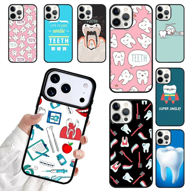 Anatomy Dental Crowned Tooth Crown Phone Case For iPhone 17 16 15 14 13 12 11 Pro Max 17air Shockproof Cover Fundas