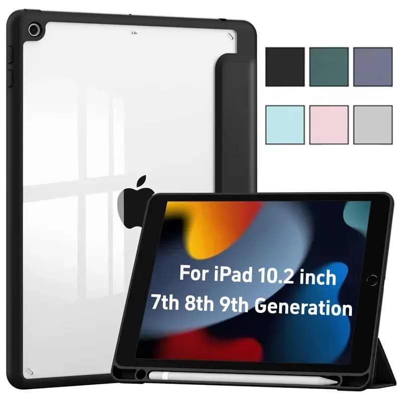 Custodia per Apple iPad 10.2 7a 8a 9a Generazione con Porta Penna, Smart Cover Magnetica con Funzione Auto Wake/Sleep per iPad 7 8 9 2019 2021