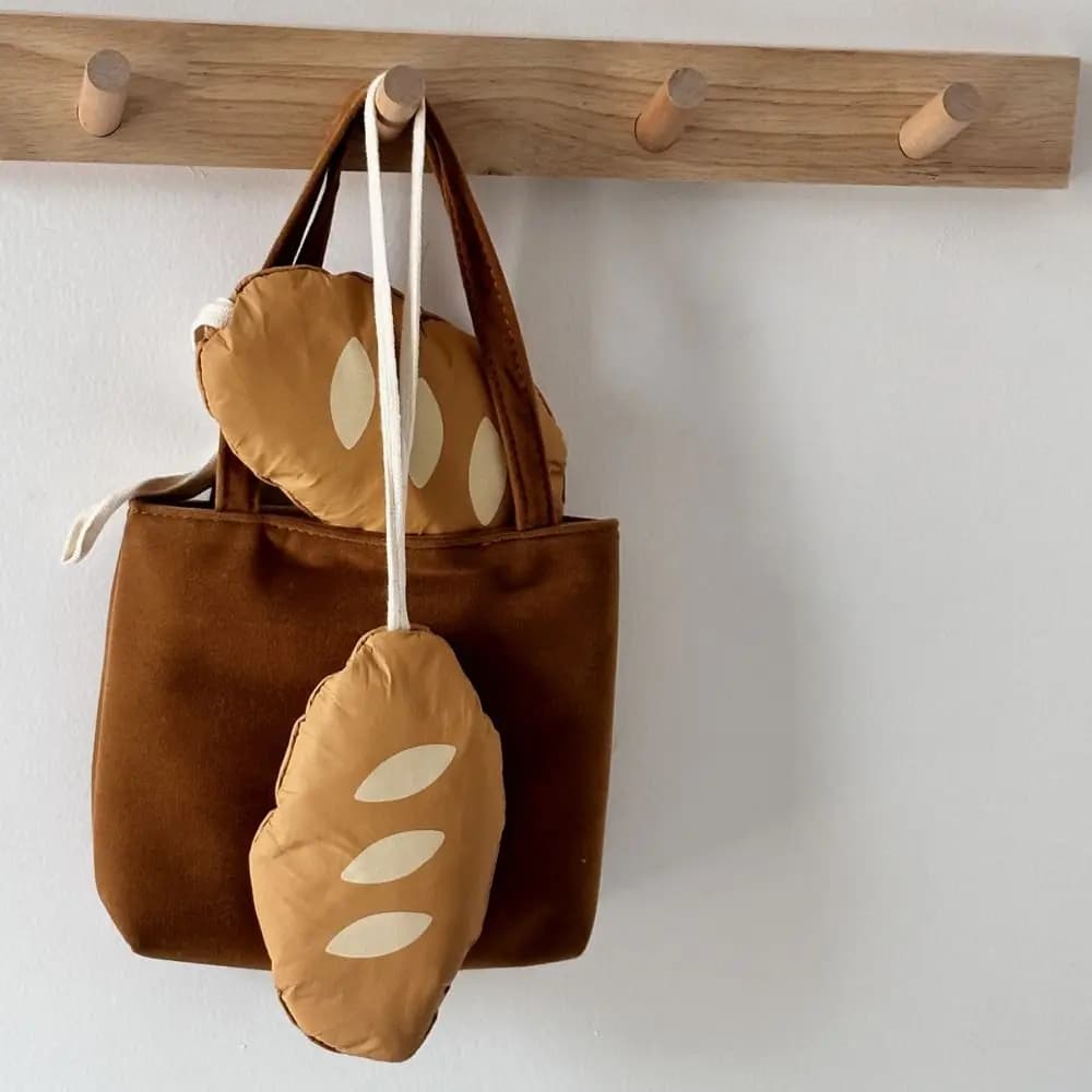 Creative Nylon French Bread Foldable Shopping Bag Tote Bag Reusable Cartoon Eco Bag Waterproof Storage Bags Shoulder Bag Food