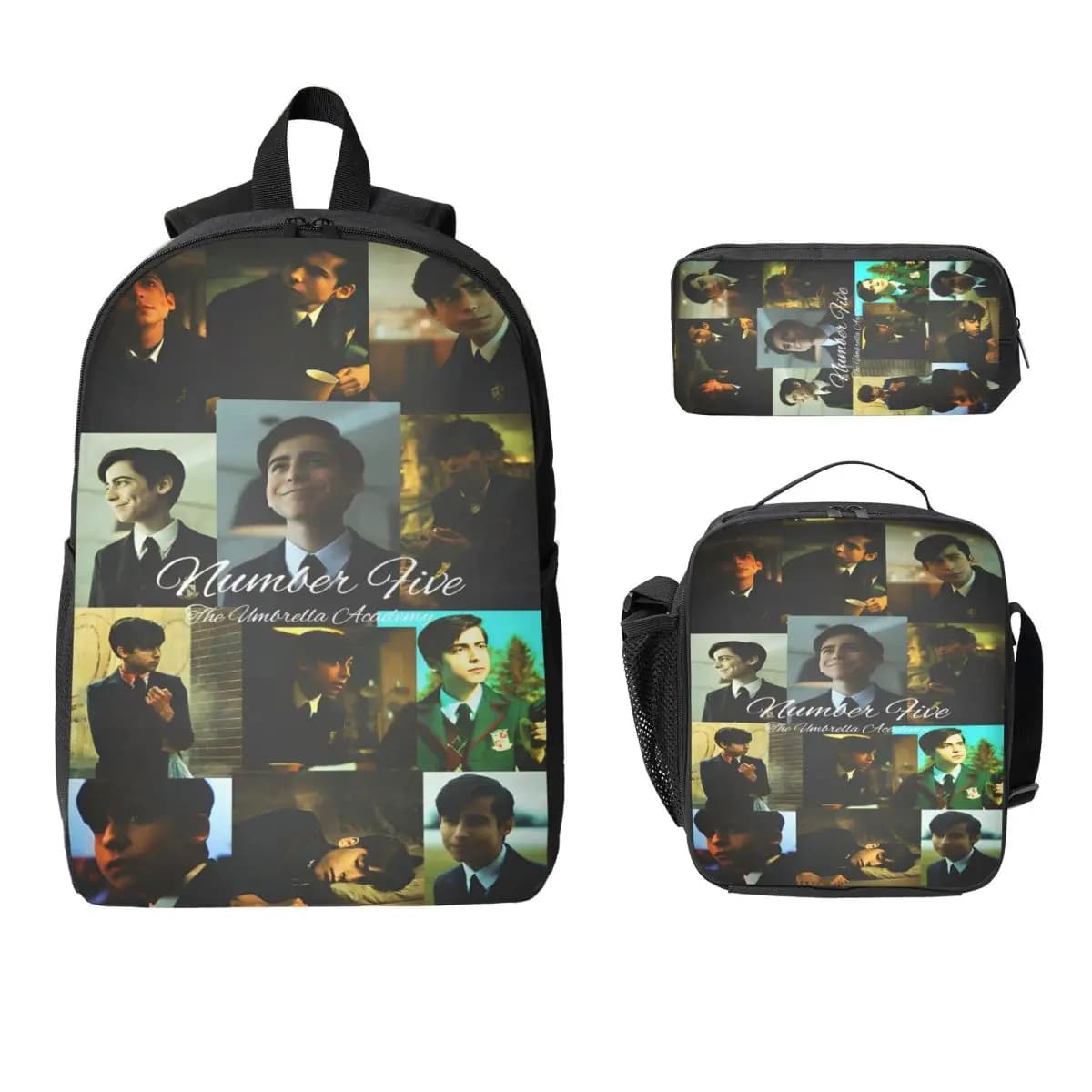 The Umbrella Academy Aidan Gallagher Zaino per bambini Lunch Box Borse per penne per ragazzi Zaini per ragazze Borsa da scuola leggera Bookbag