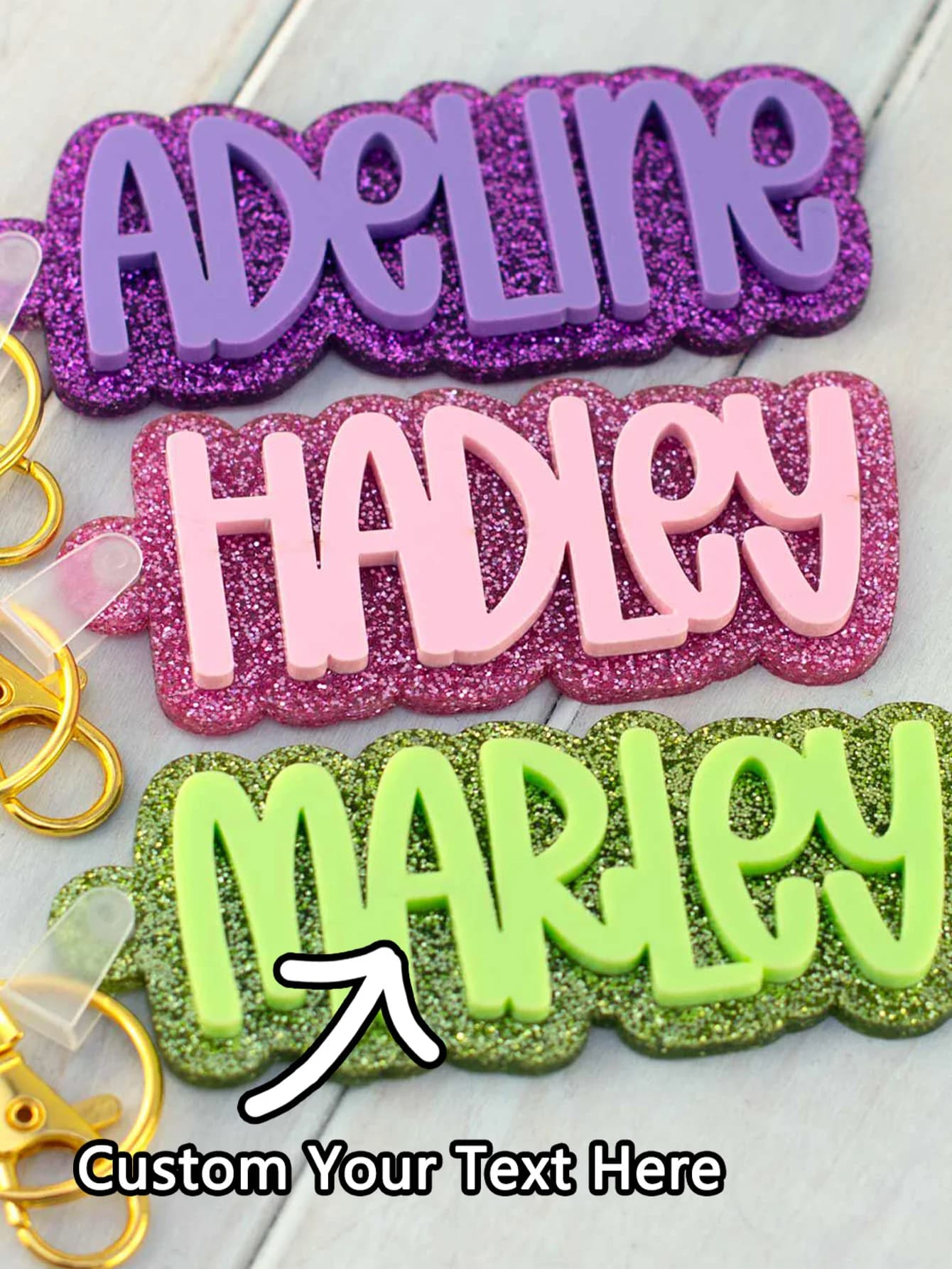 1PC Custom Keyring - Customized PMMA with Engraved Name, Polished DIY Gift, eye-catching, Laser Engraved for Daily Use and Teenagers