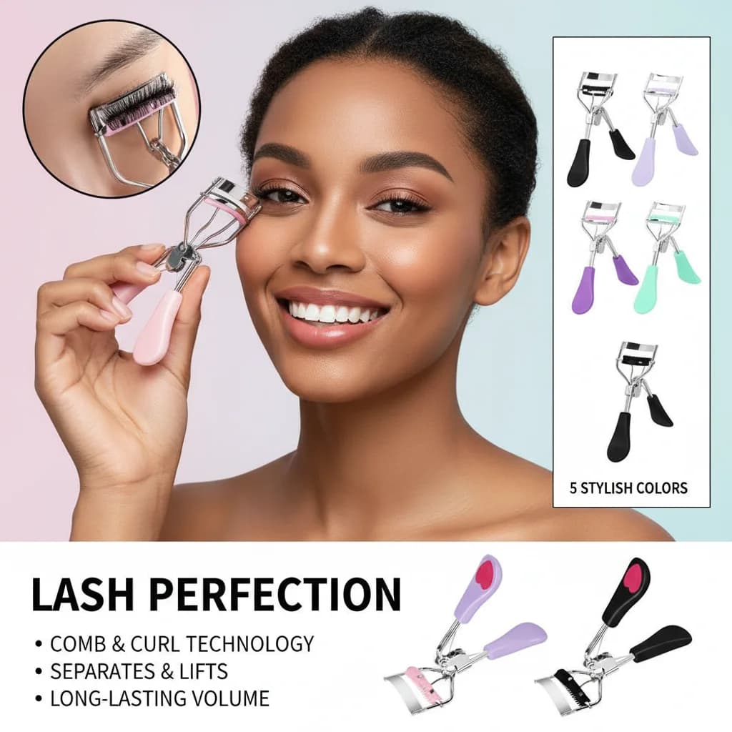 Piegaciglia per il Trucco Femminile, Strumenti di Bellezza, Cosmetici, Piegaciglia con Pettine e Clip per Ciglia