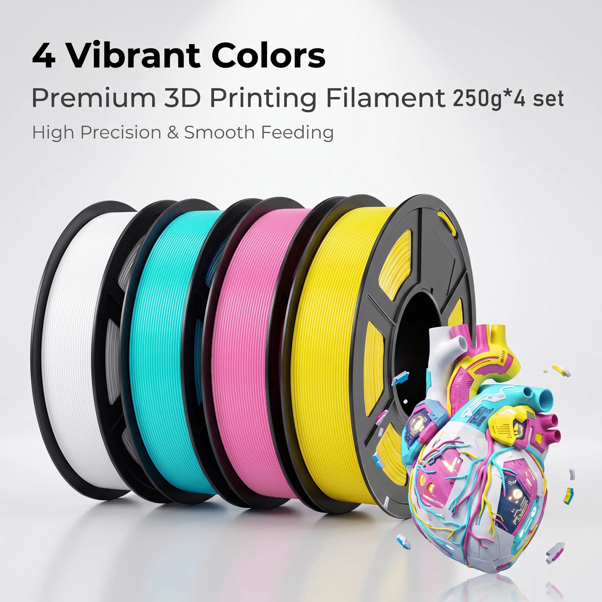 PLA Filament 1.75mm Custom 4 Colors Set Optional White Cyan Yellow Pink Basic PLA FDM 3D Printer Printing Consumables
