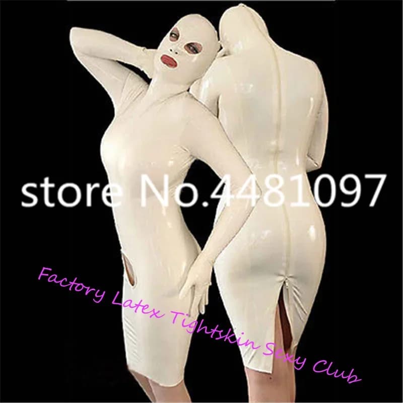 Abiti sexy da donna in lattice con maschera e guanti Abiti da festa unici in gomma da donna Abbigliamento da club
