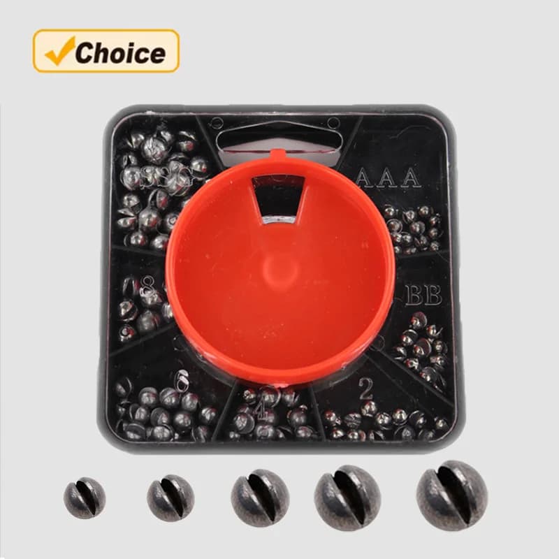 100 pieces weights fishing ballast lead weights round split shot ballast 5 sizes with removable lead box for eggs assortment equipment