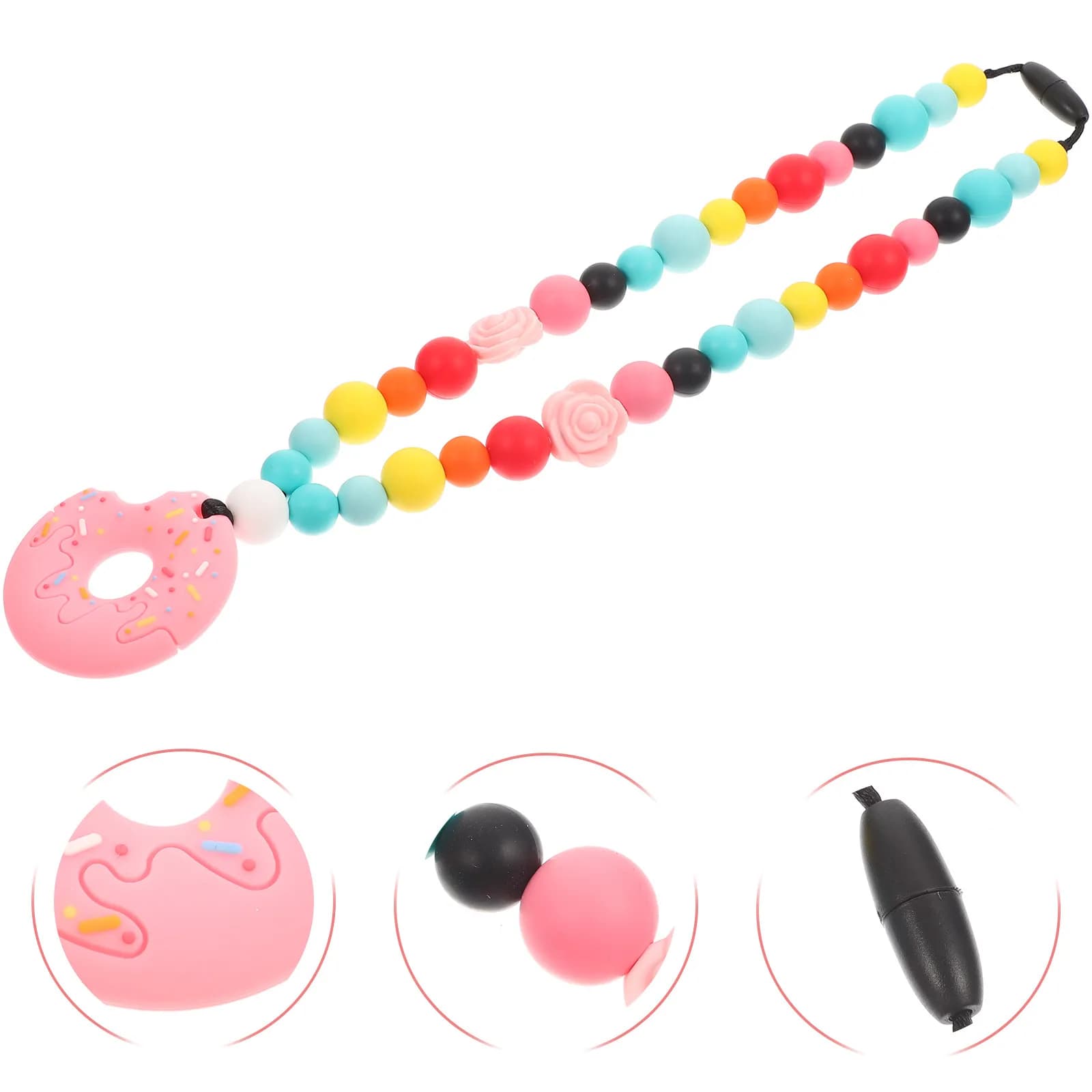 Collana da dentizione per neonati con design a cartone animato, in legno, di ottima fattura, per alleviare i sintomi e migliorare la coordinazione