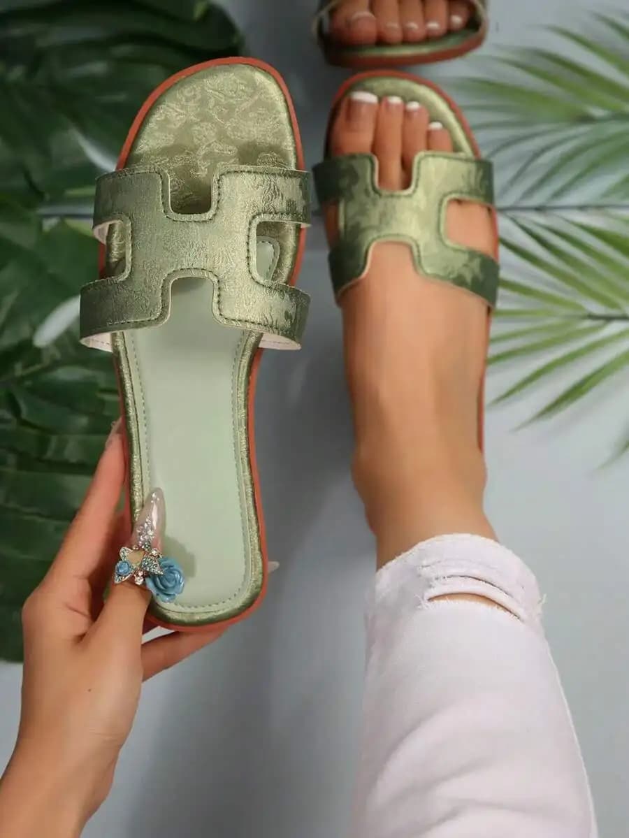 Womens Flat Sandals Korean Style Summer Beach Slippers Outdoor Casual Footwear