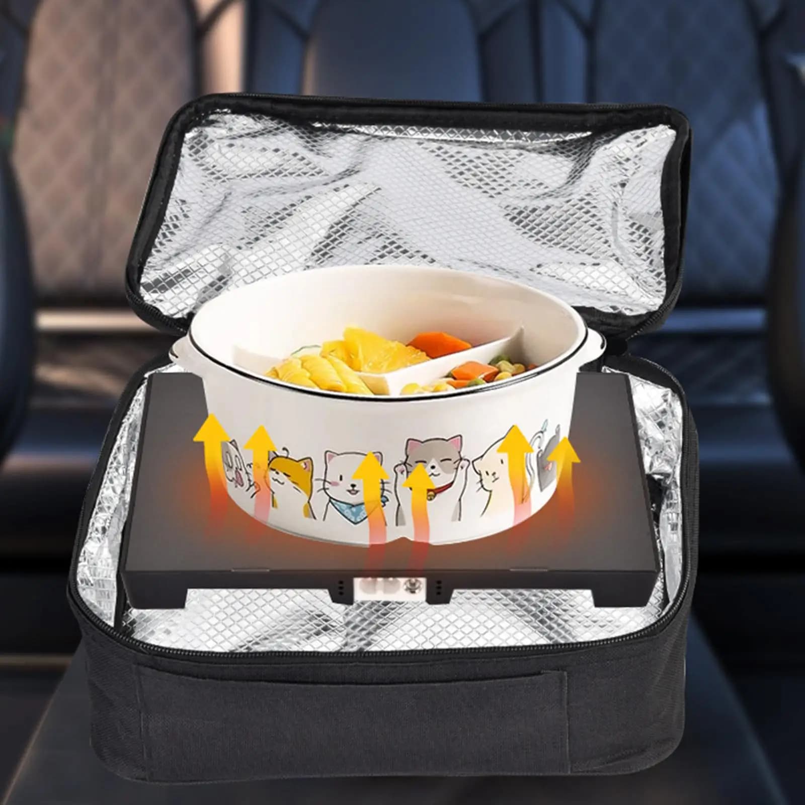 Borsa Termica Portatile Riscaldante per il Pranzo, Scaldavivande Elettrico, Contenitore Termico per Lavoro, Auto e Campeggio