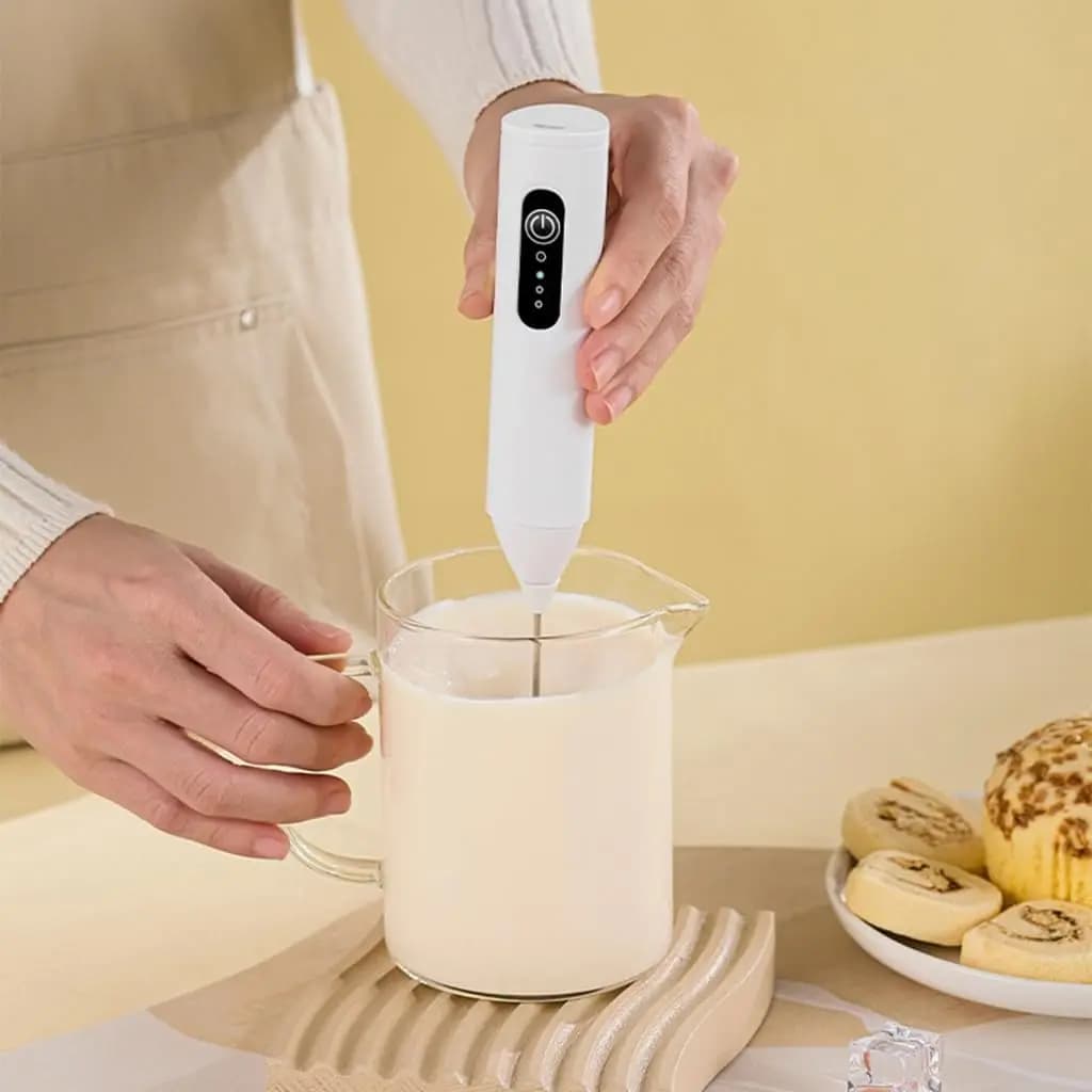 Montalatte Elettrico, Schiumatore Portatile Ricaricabile USB con Doppia Frusta, 3 Impostazioni di Velocità per Caffè, Tè, Matcha e Uova