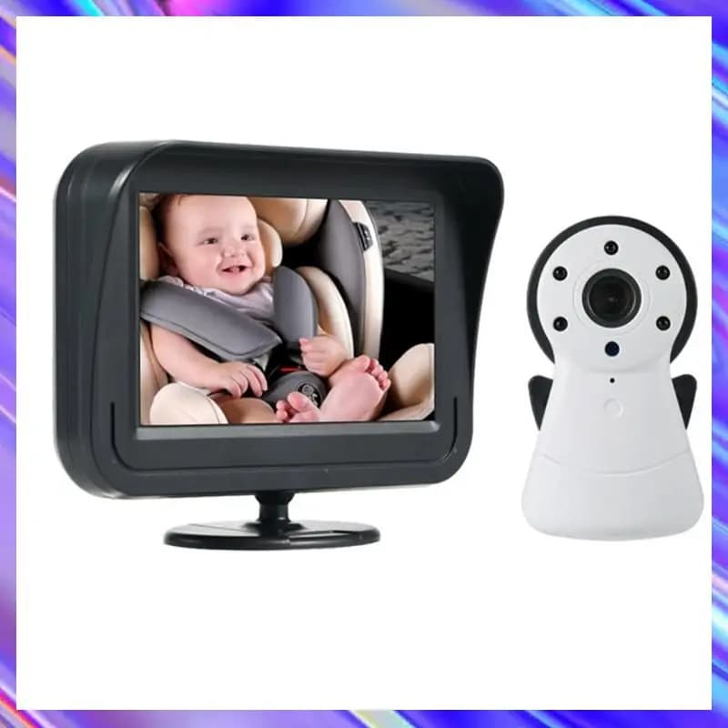 Baby monitor per auto da 4,3 pollici con visione notturna A24U con conversazione audio e rilevamento della temperatura per un monitoraggio sicuro