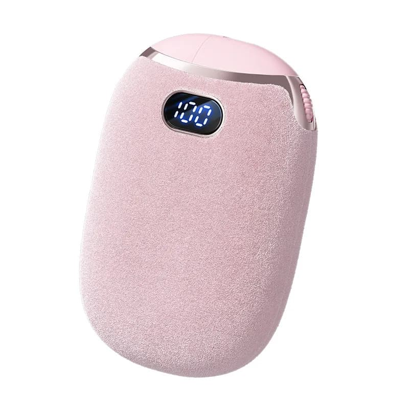 Double-sided heating hand warmer USB mini 100-speed digital display 2-in-1 power bank bag flannel hand warmer