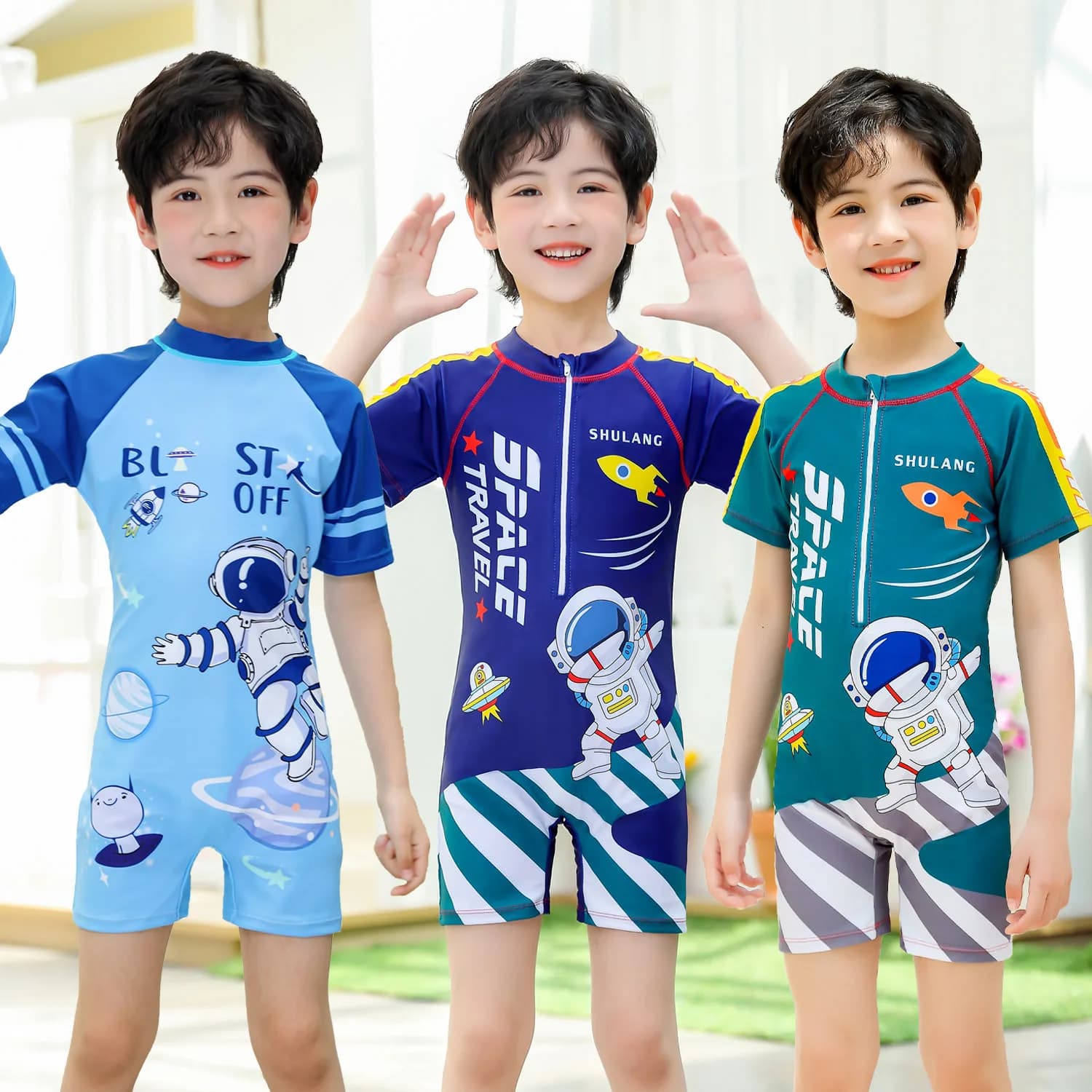 Costumi da bagno per bambini da bambino Costumi da bagno interi con cerniera Costume da bagno con cerniera UPF 50+ con cappello Set costume da bagno dinosauro