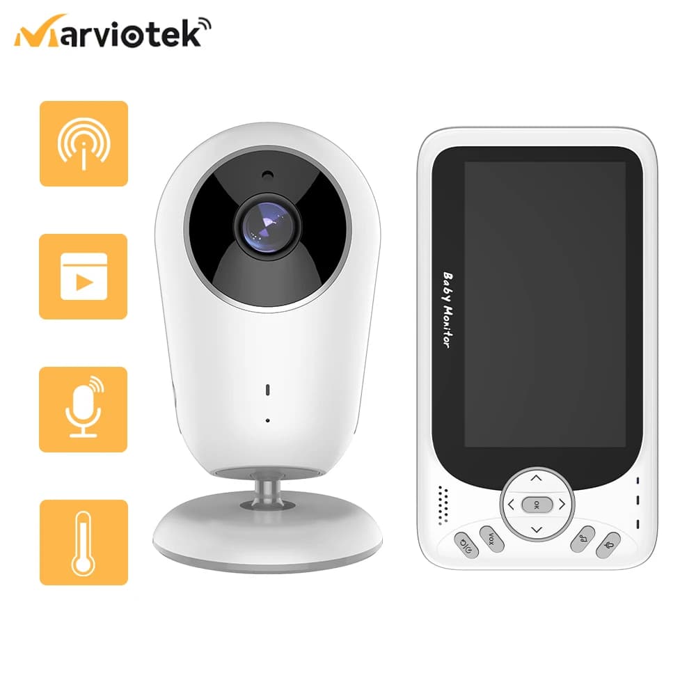 Monitor Elettronico per Bambini VB608 con Videocamera, Schermo LCD da 4,3 Pollici, Telecamera di Sorveglianza per Neonati, Protezione e Sicurezza