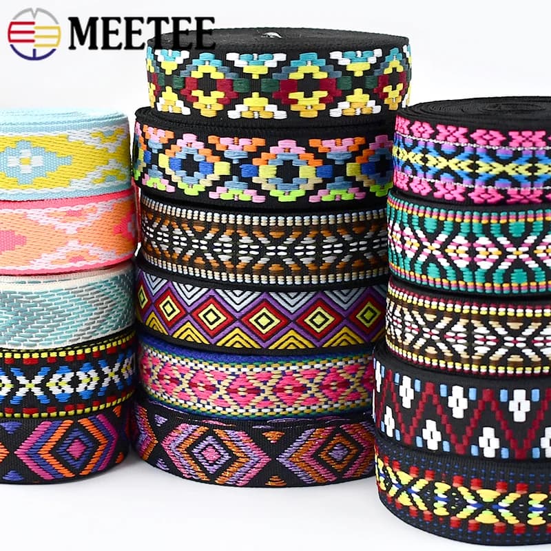 2-10M 22/25mm Cinghie in tessuto jacquard Cintura etnica Sling per borsa Strap Indumento Decor Cintura Nastro Fascia Accessori per cucire fai da te