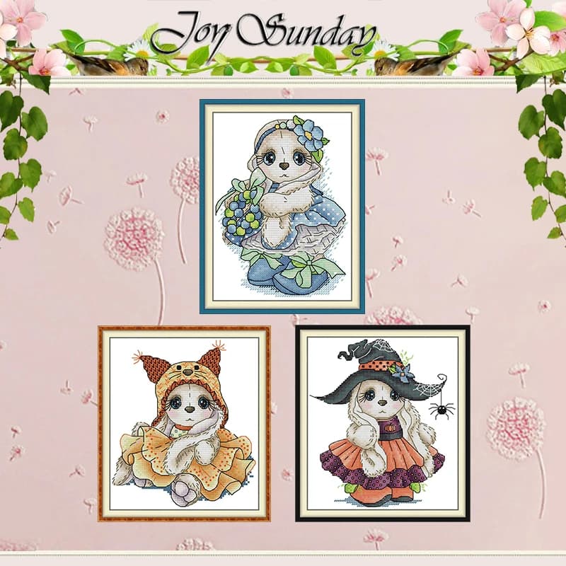 Bunny Series Patterns Counted Cross Stitch Set DIY 11CT 14CT 16CT Stamped DMC Cross-stitch Kit Embroidery Needlework Crafts