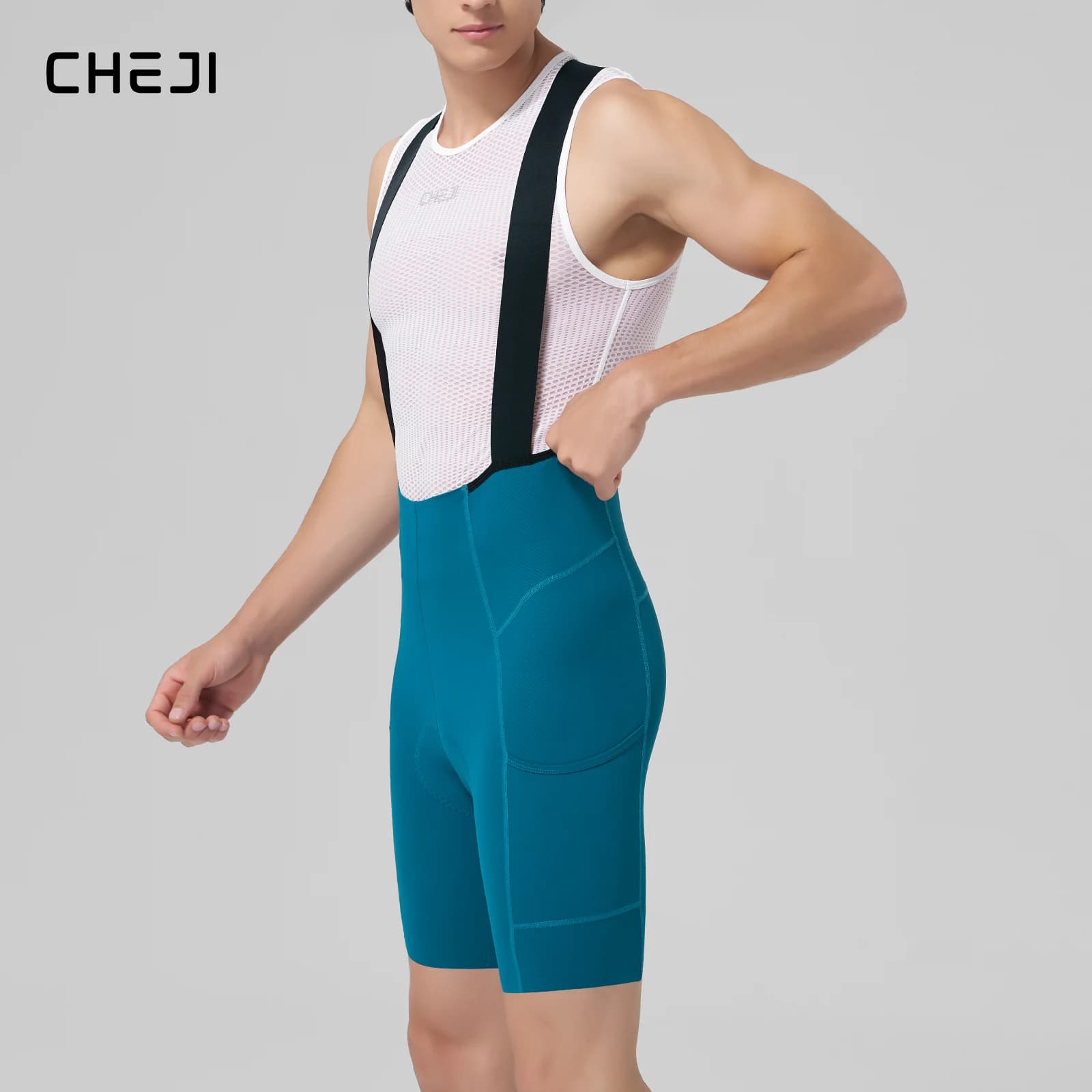 Pantaloncini da ciclismo con bretelle da uomo Cheji (senza logo)