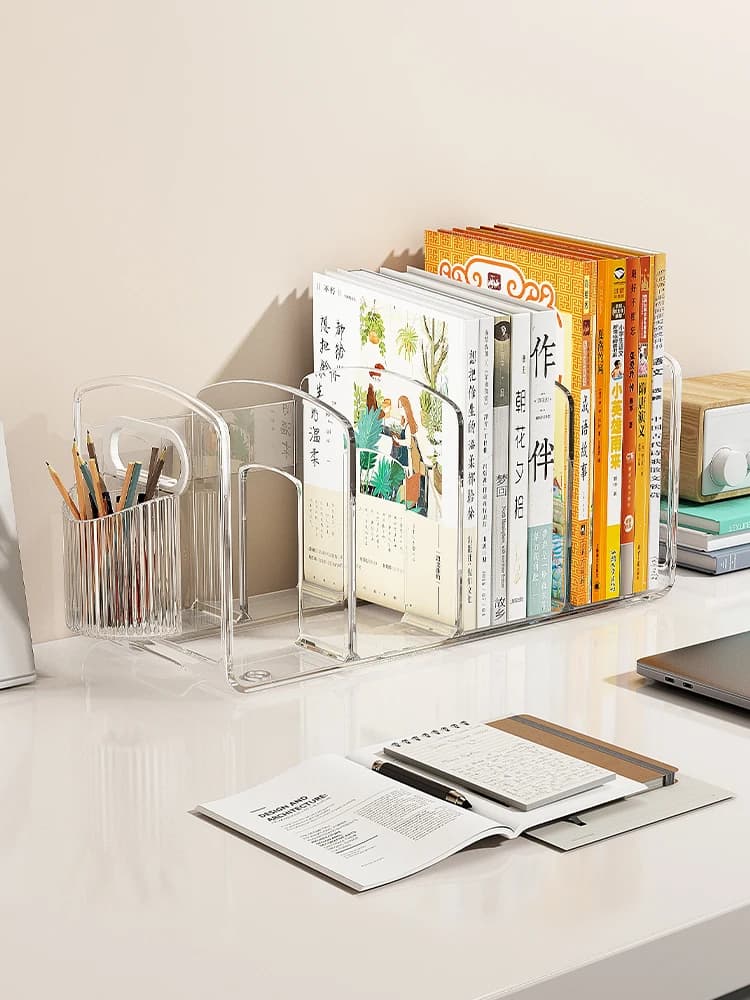 Organizzatore da Scrivania in Acrilico Trasparente, Scaffale per Libri Illustrati per Bambini, Supporto per Libri da Scrivania per Studenti