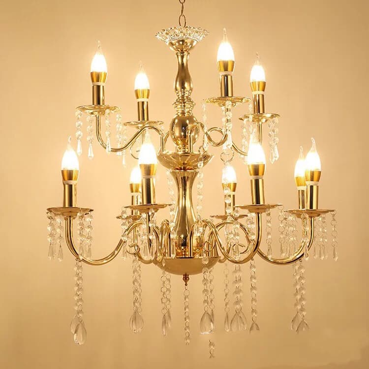 Multi-light hanging lamp in candle style, luxury lighting fixture for dining room, classic pendant lamps for home decorations