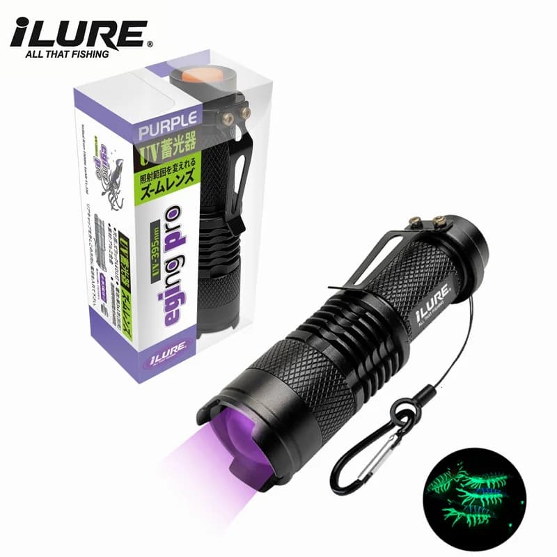 Mini torcia UV 395nm esca da pesca ultravioletta calamari jig gancio esca dura integratore luce fluorescente strumenti di rilevamento
