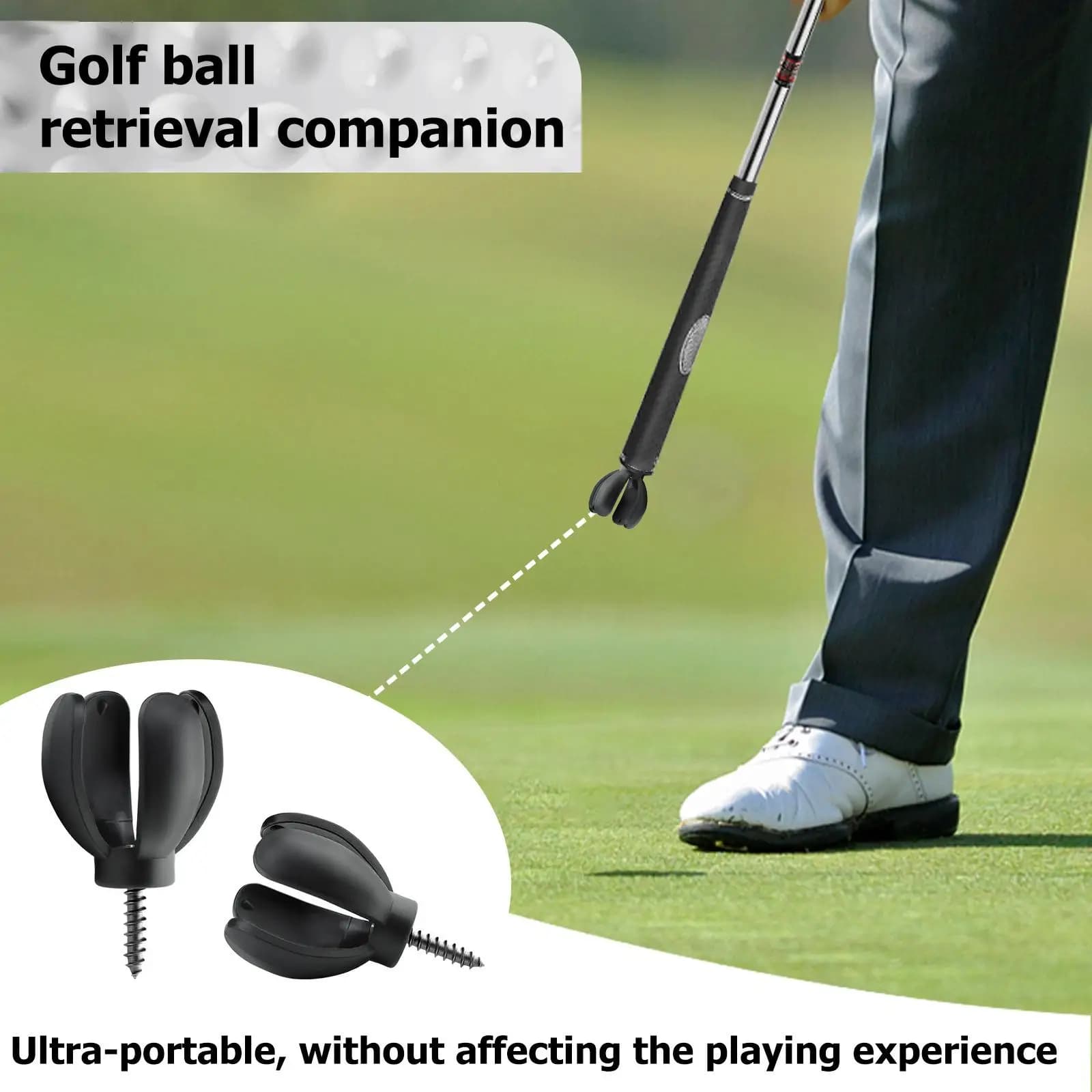 Golf Ball Grabber Picker Tool Portable 4 Prong Golf Ball Collector for Golf Training Accessories