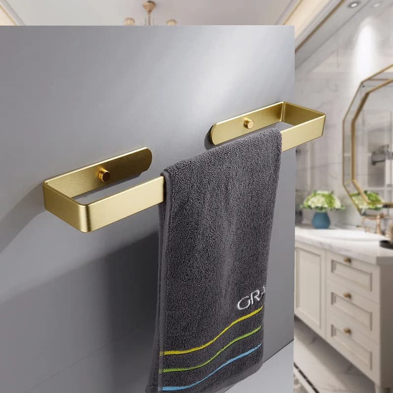 Set di Accessori Dorati per Bagno: Portarotolo, Portasciugamani, Gancio Appendiabiti, Barra Portasciugamani, Mensola Adesiva, Organizzatore per la Casa