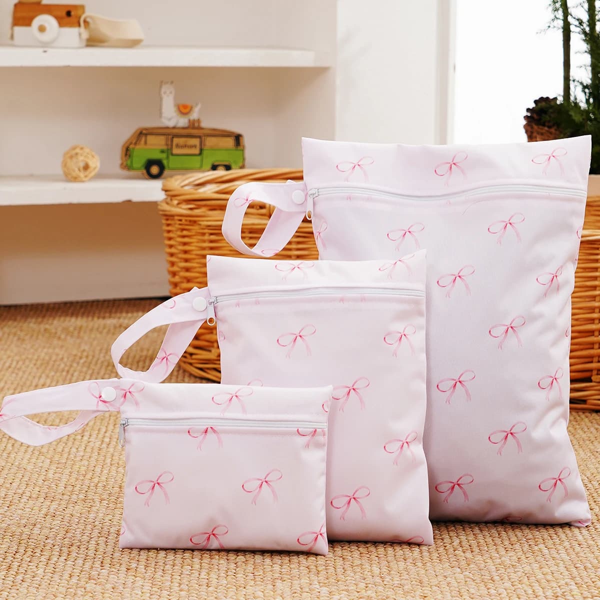 Elinfant 3PCS Portable Waterproof Bag for Swimwear, Diaper Bags, Washable and Reusable Bag