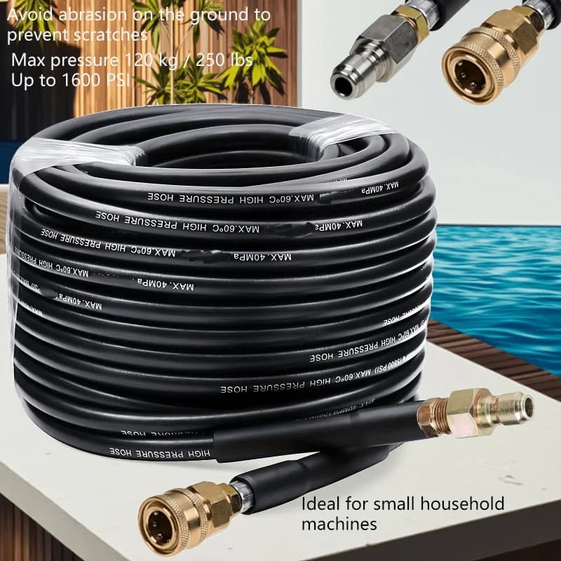 Tubo flessibile per idropulitrice da 20 m 3/8 Collegamento rapido Tubo flessibile per pulizia acqua ad alta pressione Cavo per tubo Tubo di prolunga per rondella per auto per alta Pr