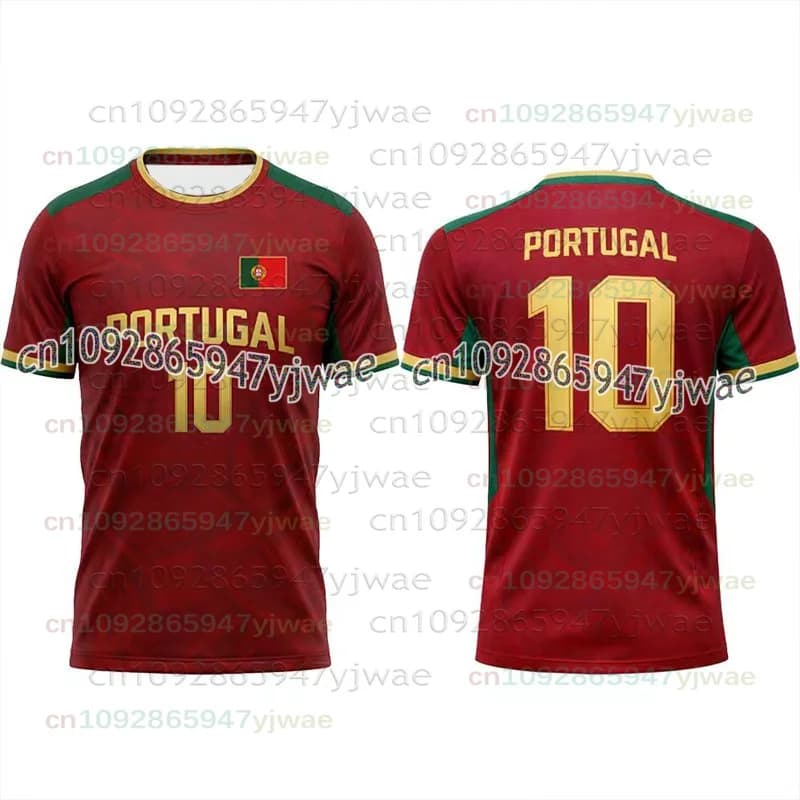 Portugal Flag Print Jersey Men's Breathable Quick-Drying Sportswear Summer Unisex Training Bernardo No.10 Fans T-Shirts