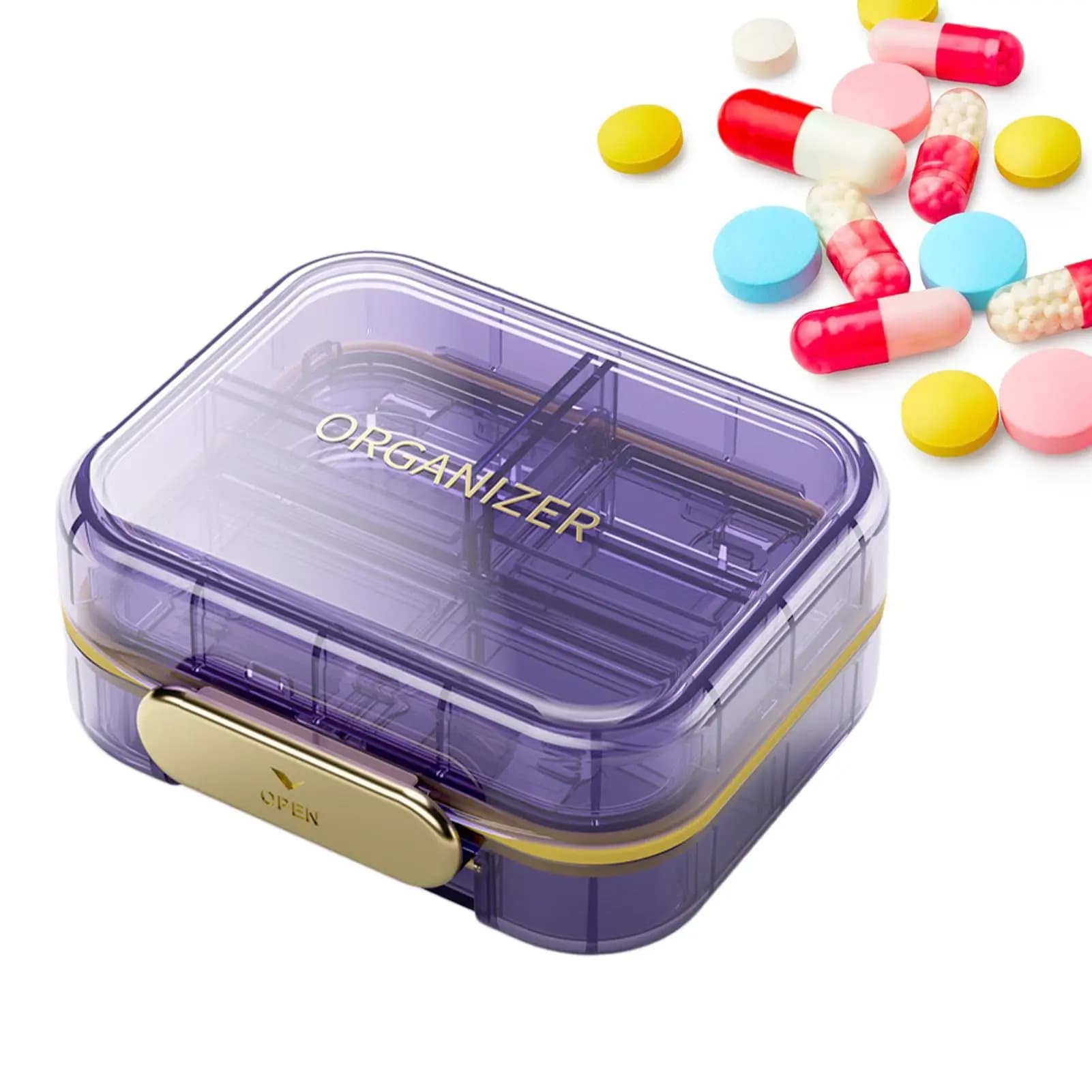 Portable Double Layered 7-part Portable Moisture-proof Travel Folder for Tablets Vitamins Pharmacies Weekly Organizer of Pills