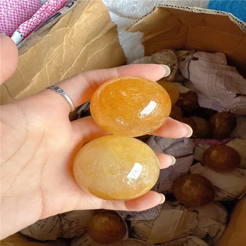 Sfere gialle di cristallo naturale da 50 mm per la decorazione domestica