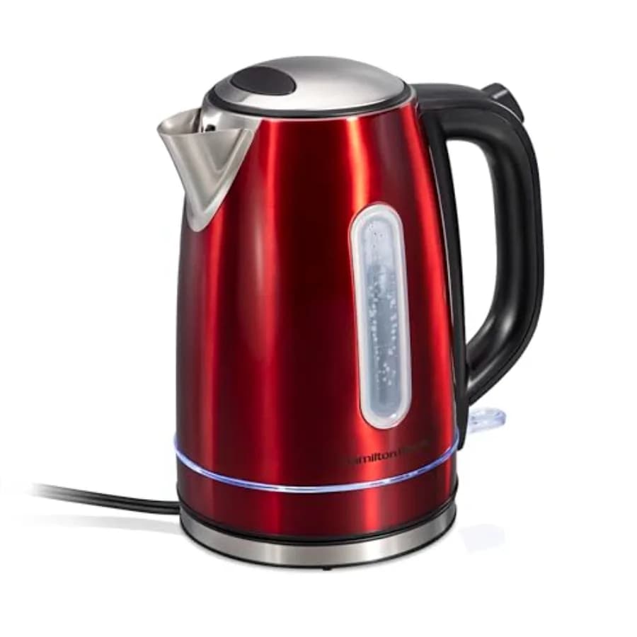 Electric kettle 1.7L Wireless 1500W Quick Red Heating with LED Luminous Ring Automatic Shut-down Protection Against Dry Cleaning