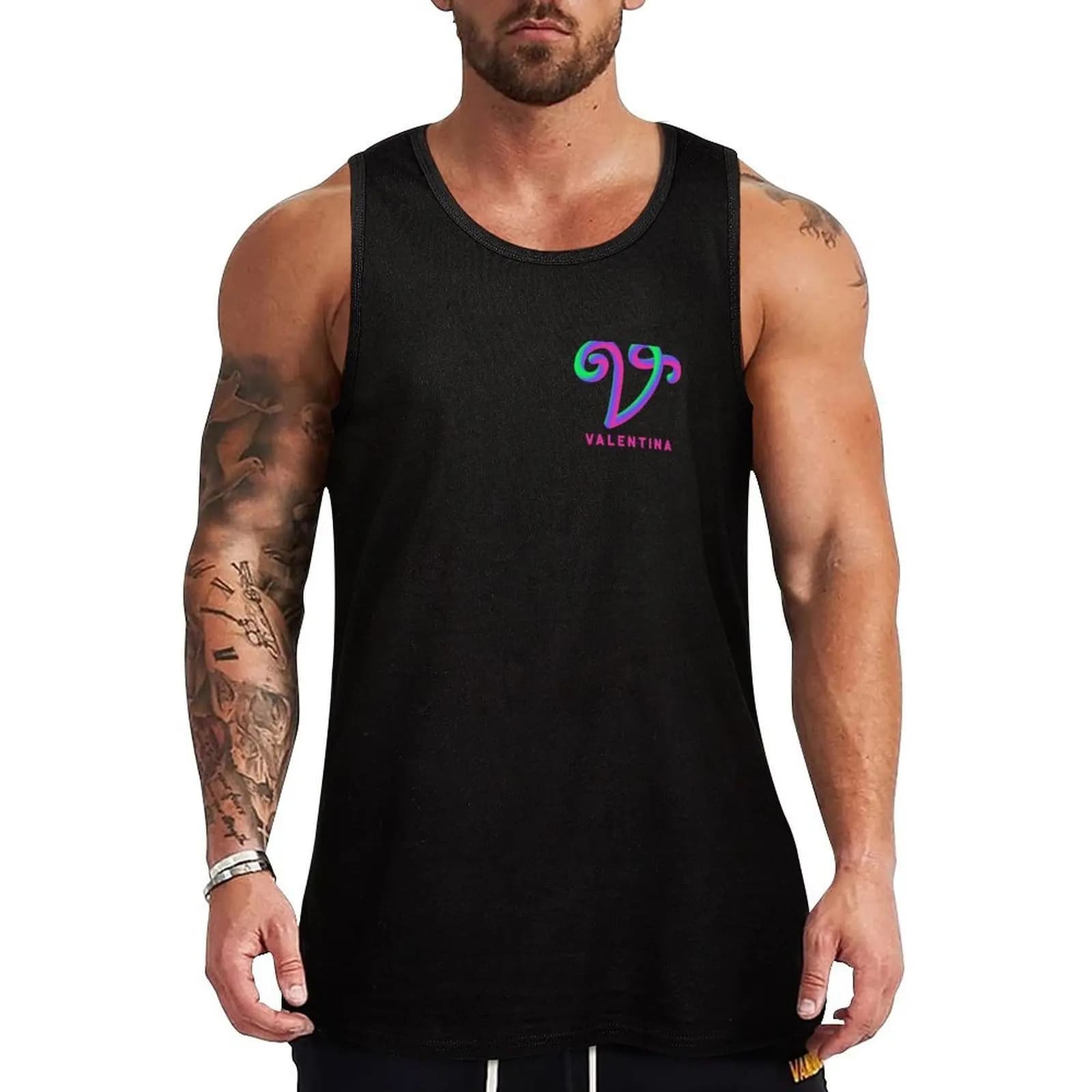Running and jogging tank with V Letter Name Valentina, breathable and fast drying