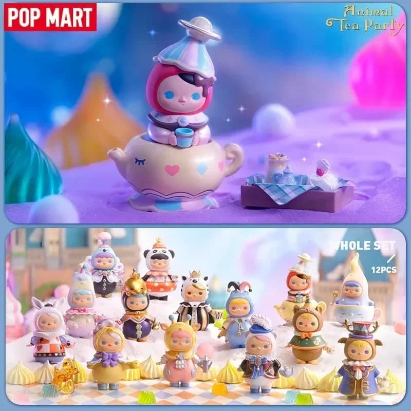 POPMART PUCKY ANIMAL TEA PARTY Series Guess Bag 100% giocattoli originali Doll Action Anime Figure ornamenti per il desktop collezione regalo