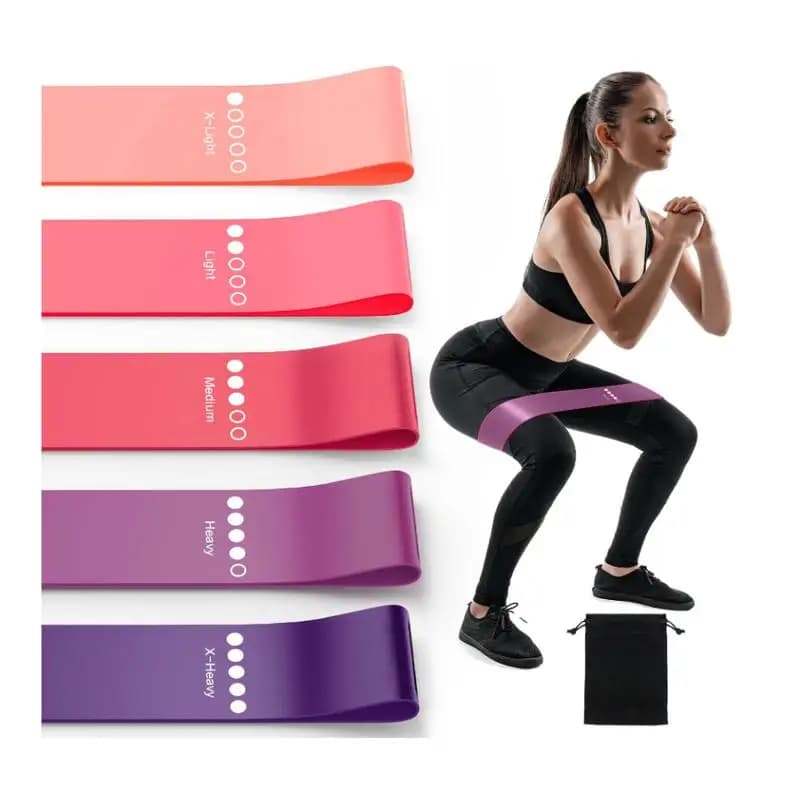 Set of 5 Resistance Phases, Fitness Elastics, Yoga Beginners Kit, Glutei and Gambe Stretching Bands, Pilates Resistance Faxes