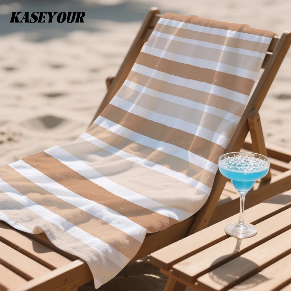 Nude Brushstroke Stripes Compact Travel Beach Towel Super Absorbent Sand Resistant, Microfiber for Swimming Camping Yoga