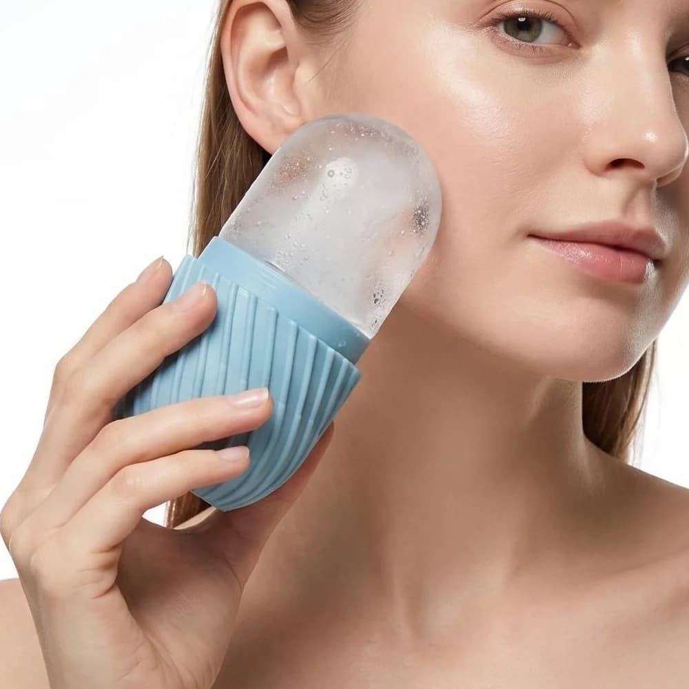 Stampo per Ghiaccio Facciale, Stampo in Silicone per Massaggio, Stampo Portatile per Compressione del Ghiaccio per la Cura dei Pori del Viso
