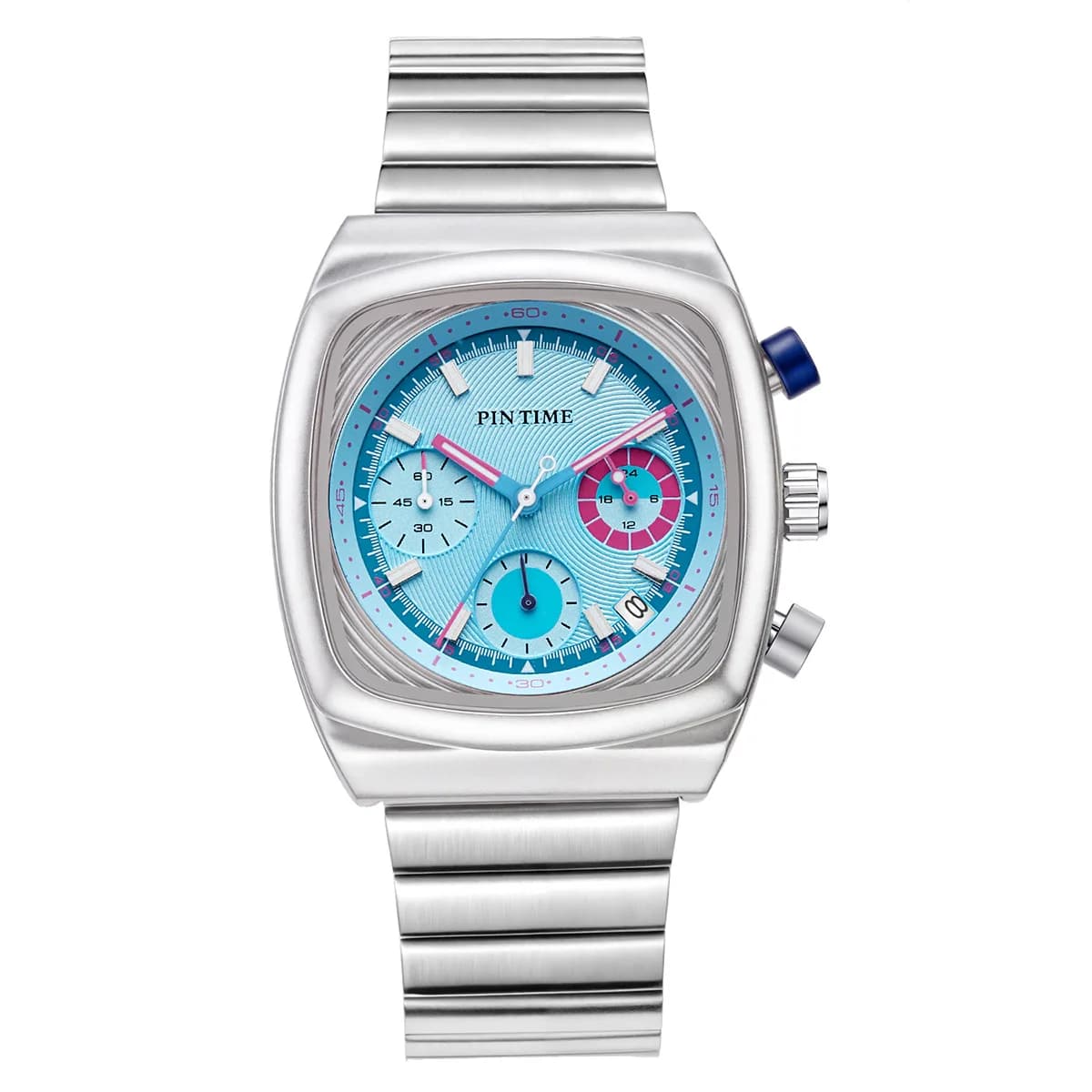 Watches PINTIME Chronograph for Men, Multifunctional Pilot Clock at Quartz, Quadrated Case, Super Luminous, Luxury wristwatch