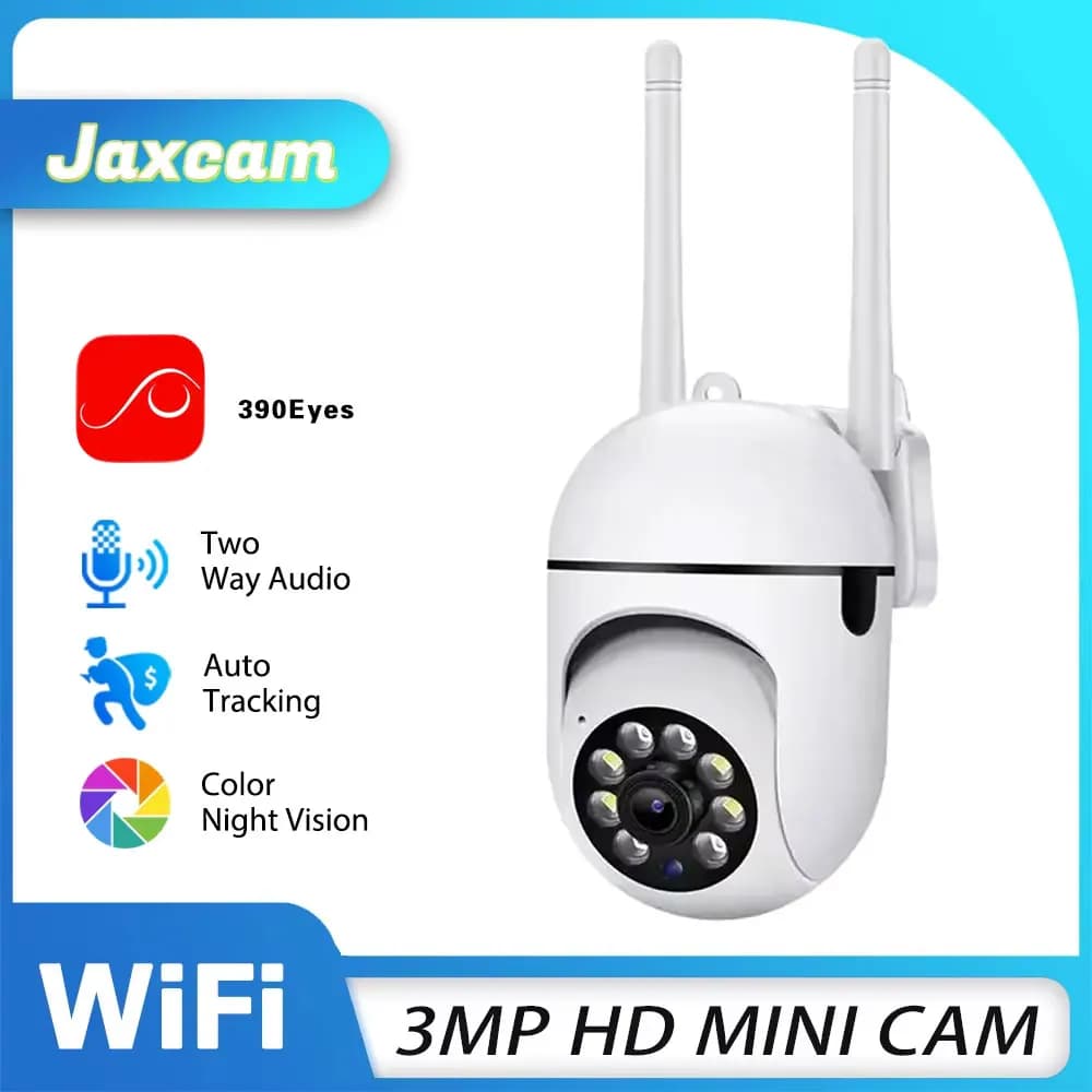 Telecamera PTZ WiFi Ultra HD 3MP per Interni con Rilevamento Umano, Visione Notturna a Colori, Monitoraggio e Protezione di Sicurezza