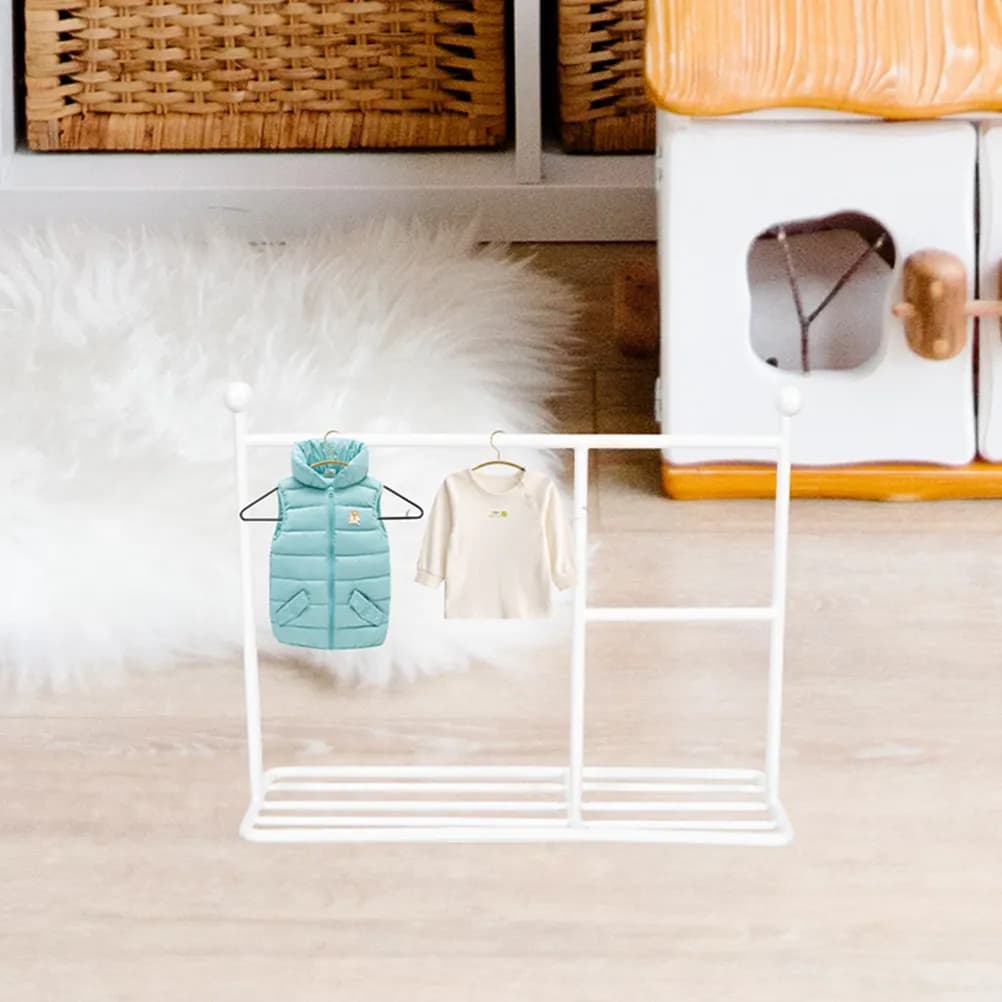Appendiabiti in Metallo Miniatura, Organizzatore Portatile per Vestiti, Espositore per Casa delle Bambole